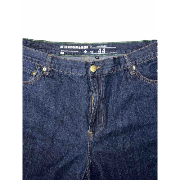 LRG Lifted Research Group Mens Blue Jeans Denim True Straight Size 44x39 - Picture 2 of 6